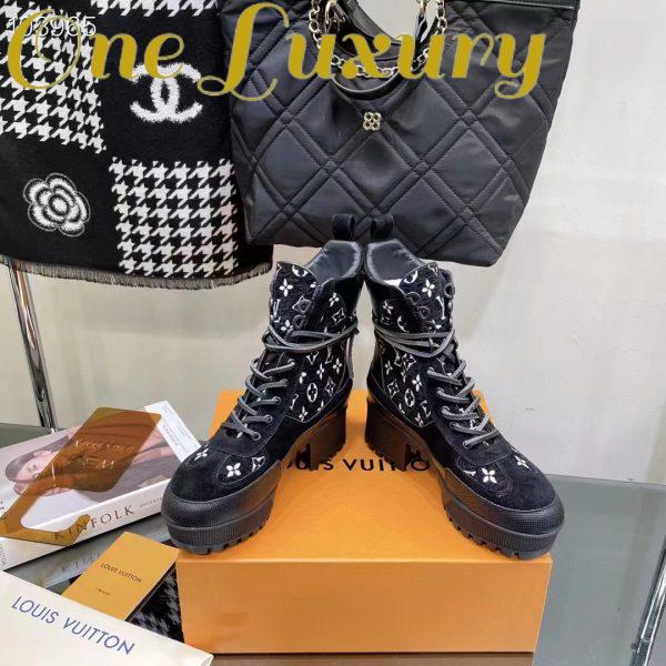 Replica Louis Vuitton Women LV Platform Desert Boot Gray Monogram Denim Calf Leather 4