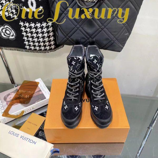 Replica Louis Vuitton Women LV Platform Desert Boot Gray Monogram Denim Calf Leather 5