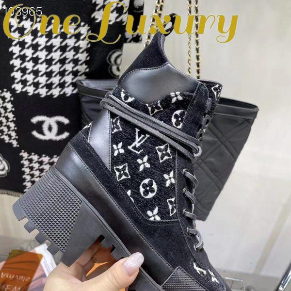Replica Louis Vuitton Women LV Platform Desert Boot Gray Monogram Denim Calf Leather 11