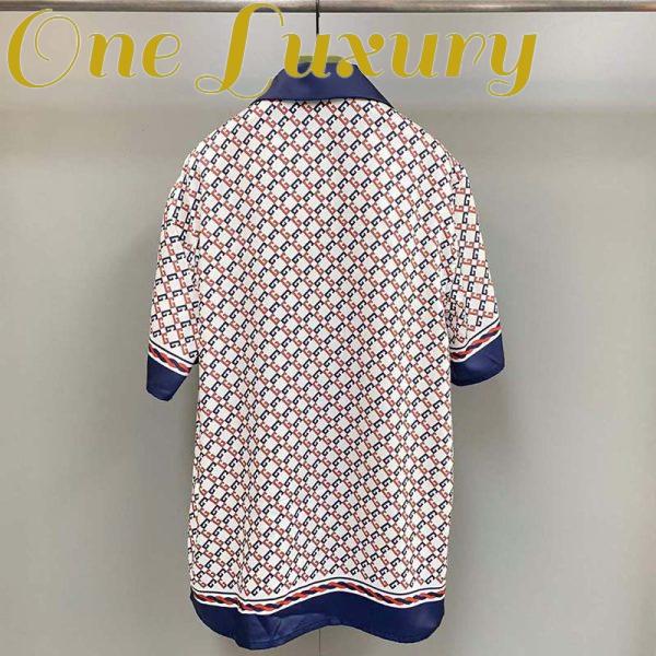 Replica Gucci GG Men Geometric G Print Muslin Bowling Shirt Notch Collar Short Sleeves 4