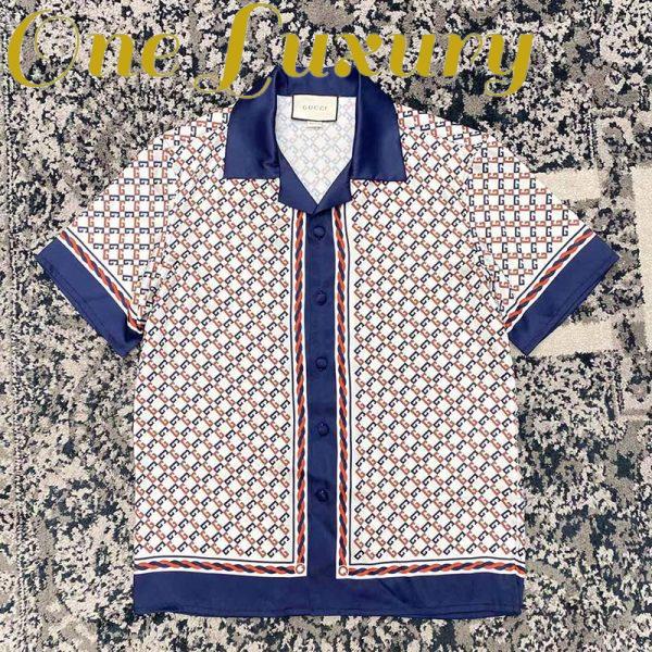Replica Gucci GG Men Geometric G Print Muslin Bowling Shirt Notch Collar Short Sleeves 5