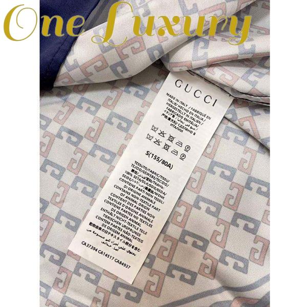 Replica Gucci GG Men Geometric G Print Muslin Bowling Shirt Notch Collar Short Sleeves 10