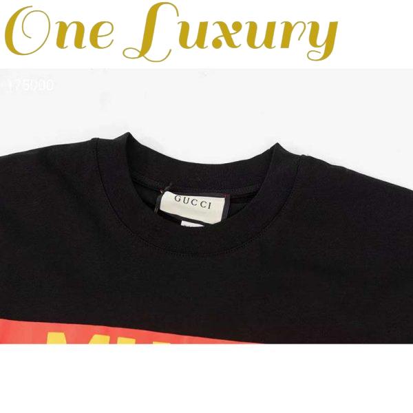 Replica Gucci GG Men Gucci 100 Cotton T-Shirt Black Cotton Jersey Crewneck Oversize Fit 7