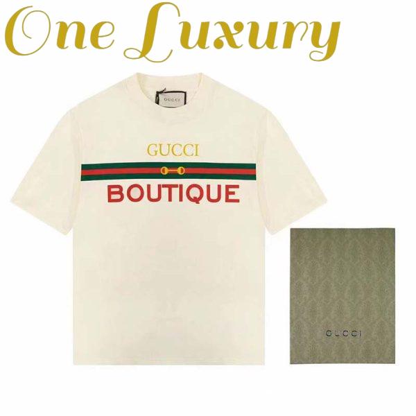 Replica Gucci GG Men Gucci Boutique Print Oversize T-Shirt White Cotton Jersey Crewneck 3
