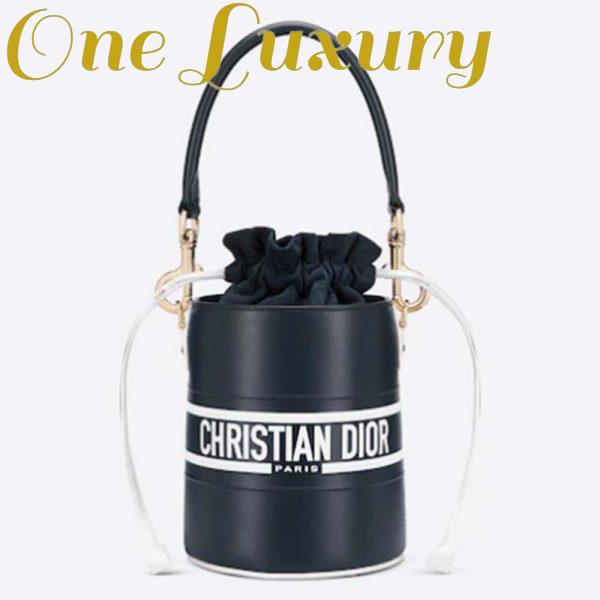 Replica Dior Unisex CD Small Dior Vibe Bucket Bag Blue Navy Smooth Calfskin