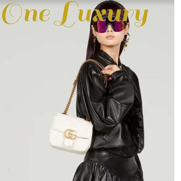 Replica Gucci Women GG Marmont Matelassé Mini Shoulder Bag White Chevron Leather 13