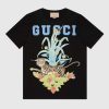Replica Gucci GG Men Gucci Tiger Flower T-shirt Black Cotton Jersey Crewneck 12