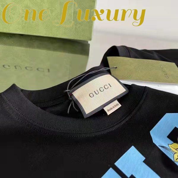 Replica Gucci GG Men Gucci Tiger Flower T-shirt Black Cotton Jersey Crewneck Oversize Fit 9