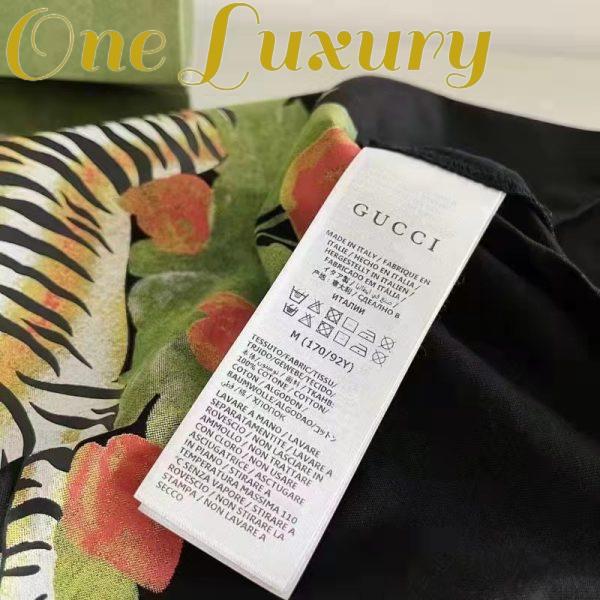 Replica Gucci GG Men Gucci Tiger Flower T-shirt Black Cotton Jersey Crewneck Oversize Fit 10