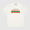 Replica Gucci GG Men Original Gucci Print Oversize T-Shirt White Cotton Jersey Crewneck