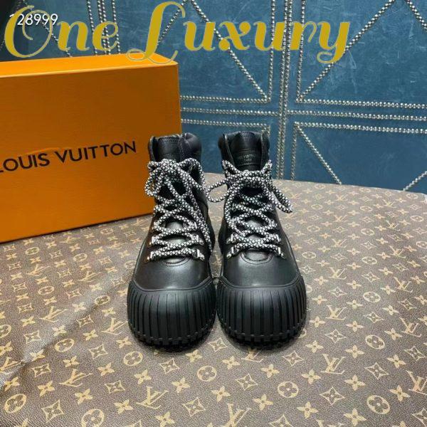 Replica Louis Vuitton Women LV Ruby Flat Ranger Black Calf Leather Bicolor Laces Rubber 7