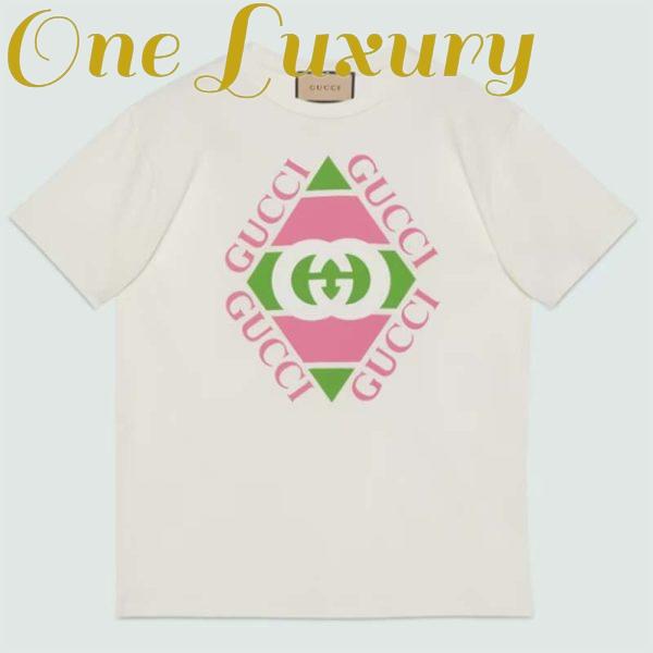 Replica Gucci GG Men Vintage Logo Print T-Shirt Off White Cotton Jersey Crewneck Short Sleeves 2