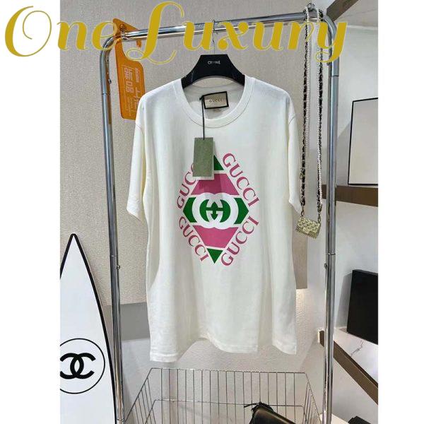 Replica Gucci GG Men Vintage Logo Print T-Shirt Off White Cotton Jersey Crewneck Short Sleeves 3