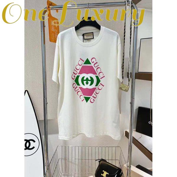Replica Gucci GG Men Vintage Logo Print T-Shirt Off White Cotton Jersey Crewneck Short Sleeves 4