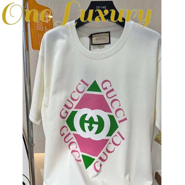 Replica Gucci GG Men Vintage Logo Print T-Shirt Off White Cotton Jersey Crewneck Short Sleeves 5