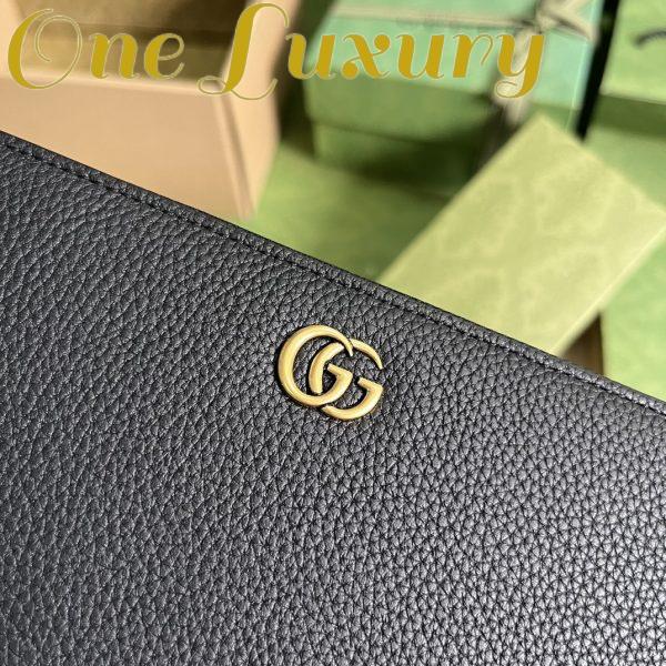 Replica Gucci Unisex GG Zip Around Wallet Bamboo Black Leather Double G 10