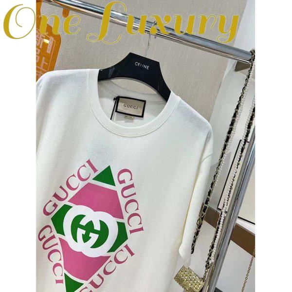 Replica Gucci GG Men Vintage Logo Print T-Shirt Off White Cotton Jersey Crewneck Short Sleeves 8
