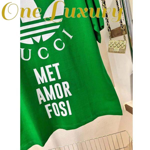 Replica Gucci GG Women Adidas x Gucci Cotton Jersey T-Shirt Green Jersey Crewneck Oversize Fit 9