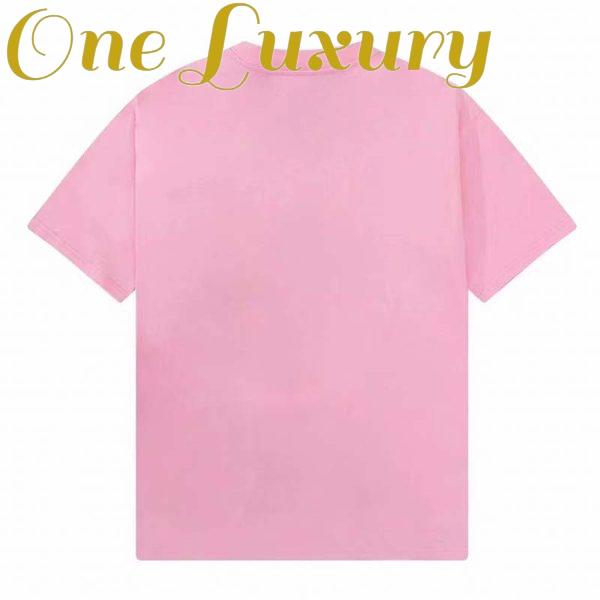 Replica Gucci GG Women Bananya Cotton T-Shirt Pink Jersey Crewneck Oversize Fit 3