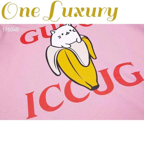 Replica Gucci GG Women Bananya Cotton T-Shirt Pink Jersey Crewneck Oversize Fit 4