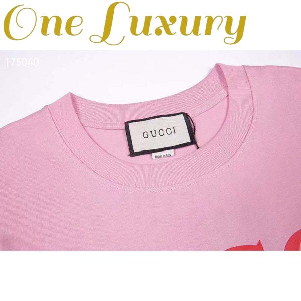 Replica Gucci GG Women Bananya Cotton T-Shirt Pink Jersey Crewneck Oversize Fit 7