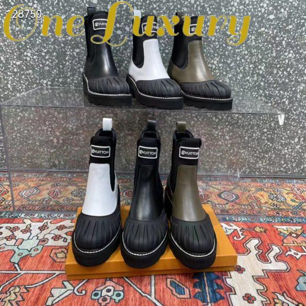 Replica Louis Vuitton Women Shoes LV Ruby Flat Ankle Boot Black Rubberized Calf Leather 11