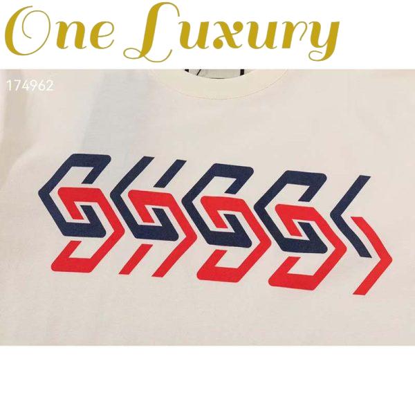 Replica Gucci GG Women Cotton Jersey T-Shirt Beige Gucci Mirror Print Crewneck Oversize Fit 5