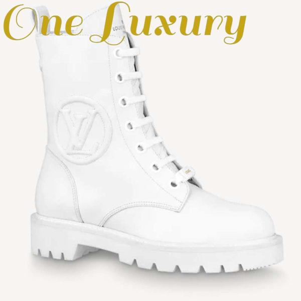 Replica Louis Vuitton Women Territory Flat Ranger White Calf Leather LV Circle
