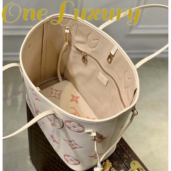 Replica Louis Vuitton Women OnTheGo MM Tote Pink Embossed Supple Grained Cowhide Leather 7