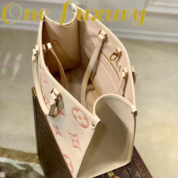 Replica Louis Vuitton Women OnTheGo MM Tote Pink Embossed Supple Grained Cowhide Leather 8