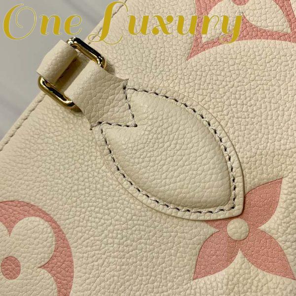 Replica Louis Vuitton Women OnTheGo MM Tote Pink Embossed Supple Grained Cowhide Leather 9