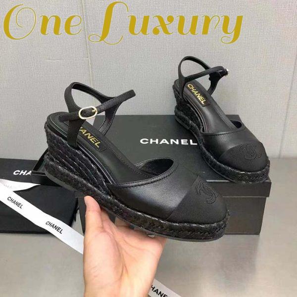 Replica Chanel Women CC High Heel Sandal in Calfskin Leather-Black 6