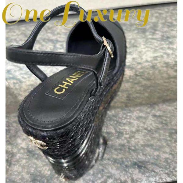 Replica Chanel Women CC High Heel Sandal in Calfskin Leather-Black 8