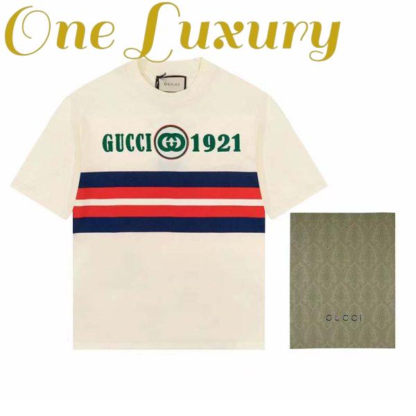 Replica Gucci GG Women Cotton T-Shirt White Cotton Jersey Crewneck Oversize 2
