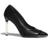 Replica Chanel Women Pumps Laminated Lambskin & Grosgrain Gold & Black 7.9 cm Heel 13