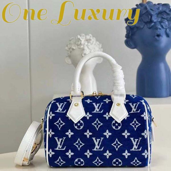 Replica Louis Vuitton Women Speedy Bandouliere 20 Bag Blue Monogram Jacquard Velvet Cowhide 3