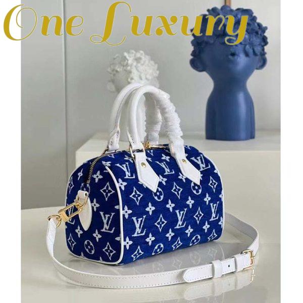 Replica Louis Vuitton Women Speedy Bandouliere 20 Bag Blue Monogram Jacquard Velvet Cowhide 4