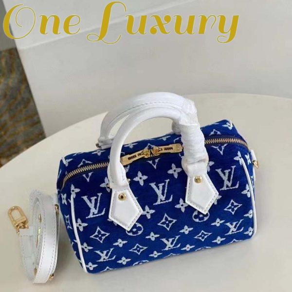 Replica Louis Vuitton Women Speedy Bandouliere 20 Bag Blue Monogram Jacquard Velvet Cowhide 5