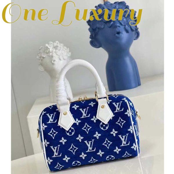 Replica Louis Vuitton Women Speedy Bandouliere 20 Bag Blue Monogram Jacquard Velvet Cowhide 6