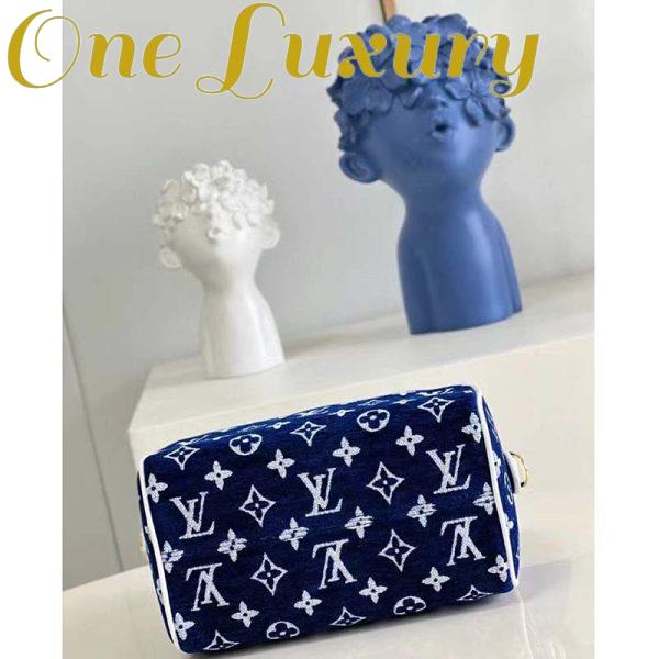 Replica Louis Vuitton Women Speedy Bandouliere 20 Bag Blue Monogram Jacquard Velvet Cowhide 8