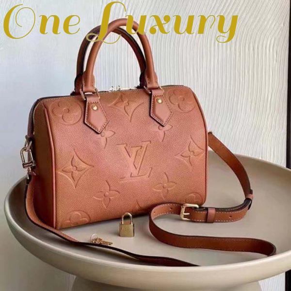 Replica Louis Vuitton Women Speedy Bandoulière 25 Handbag Cognac Brown Embossed Grained Cowhide Leather 3