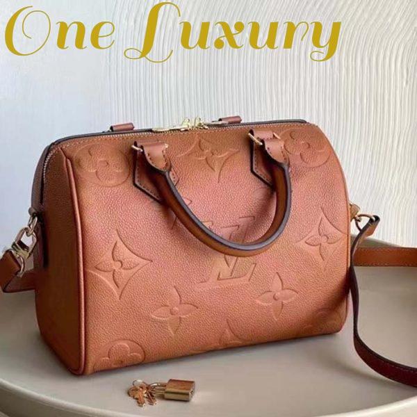 Replica Louis Vuitton Women Speedy Bandoulière 25 Handbag Cognac Brown Embossed Grained Cowhide Leather 4