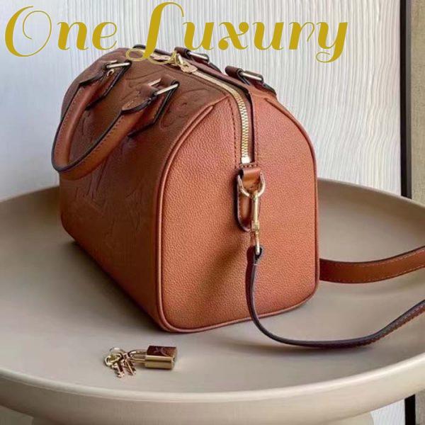 Replica Louis Vuitton Women Speedy Bandoulière 25 Handbag Cognac Brown Embossed Grained Cowhide Leather 5
