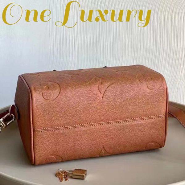 Replica Louis Vuitton Women Speedy Bandoulière 25 Handbag Cognac Brown Embossed Grained Cowhide Leather 6