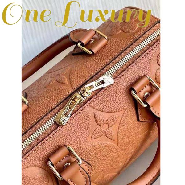 Replica Louis Vuitton Women Speedy Bandoulière 25 Handbag Cognac Brown Embossed Grained Cowhide Leather 7