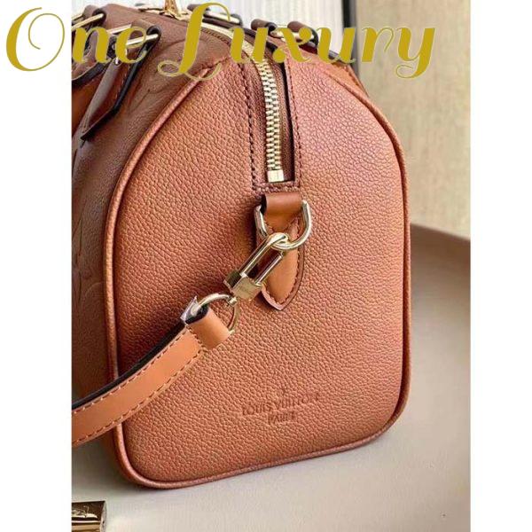 Replica Louis Vuitton Women Speedy Bandoulière 25 Handbag Cognac Brown Embossed Grained Cowhide Leather 8