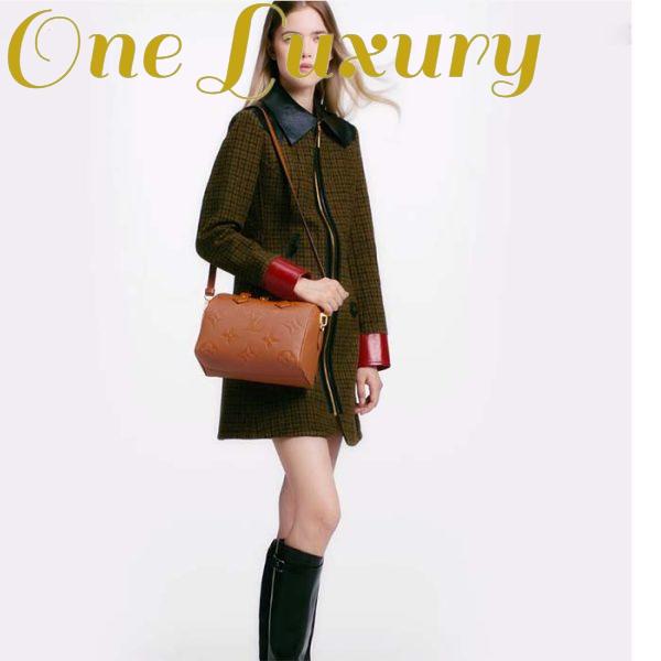 Replica Louis Vuitton Women Speedy Bandoulière 25 Handbag Cognac Brown Embossed Grained Cowhide Leather 11