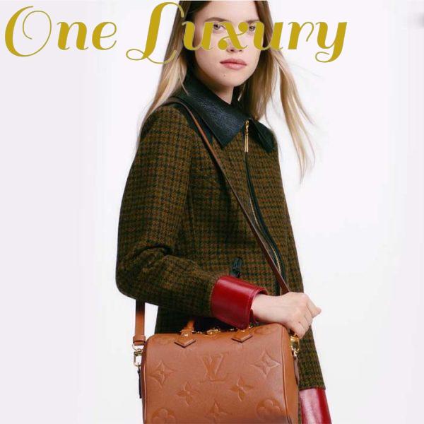 Replica Louis Vuitton Women Speedy Bandoulière 25 Handbag Cognac Brown Embossed Grained Cowhide Leather 12