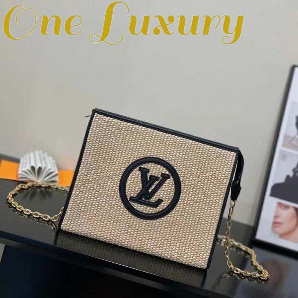 Replica Louis Vuitton Women Toiletry Pouch On Chain Natural Black Raffia Cowhide Leather 3