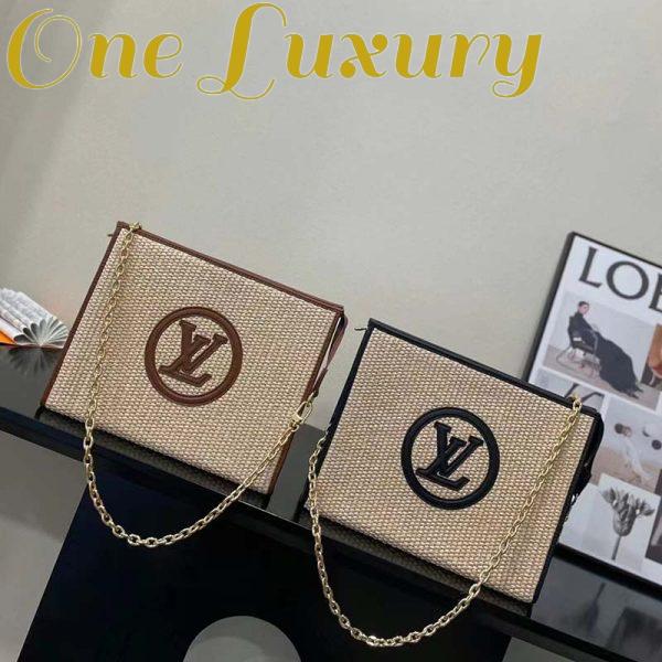 Replica Louis Vuitton Women Toiletry Pouch On Chain Natural Black Raffia Cowhide Leather 5